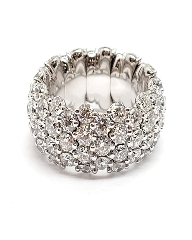 18K White Gold Stretchy Diamond Ring, Size 6.5-8.5